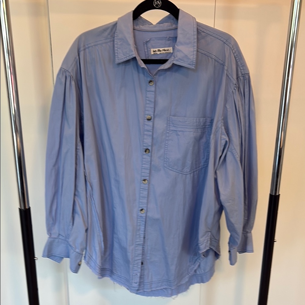 Free People button down top cotton blue